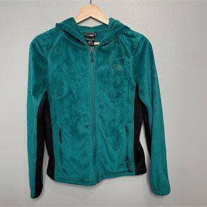 THE NORTH FACE Teal/Black Full Zip Hooded Osito Fleece Jacket sz XS